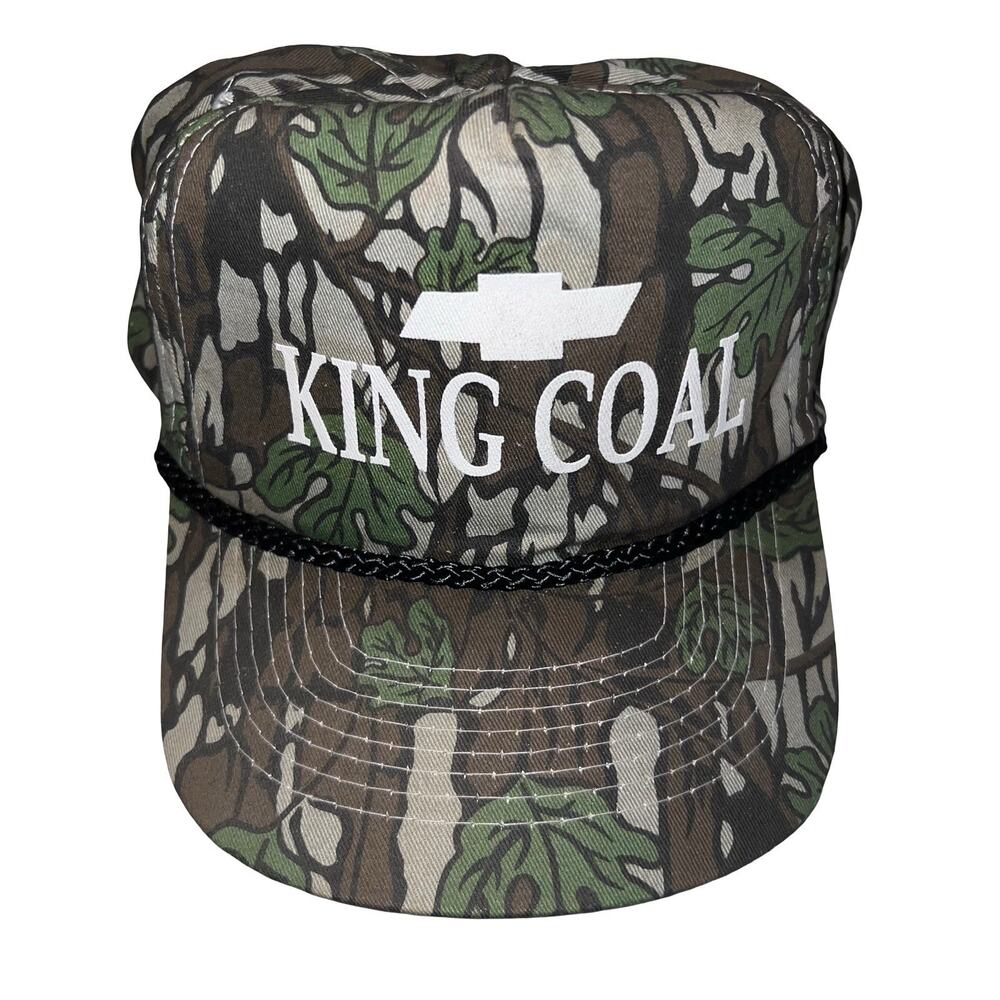 Vintage Chevrolet King Coal Outdoor Camo Hunting Trucker Rope Hat Cobra Caps